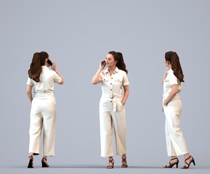 00255_Sari006 Adult Caucasian woman calling on smartphone in formal transitional attire