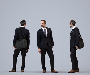 00256_Daud0007 Adult Caucasian man waiting in office with bag, autumn or spring attire