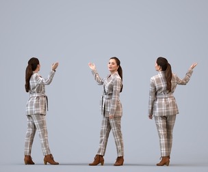 00257_Sari008 Adult Caucasian woman presenting in office wearing autumn or spring business attire