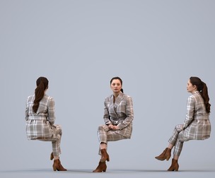00257_Sari0010 Adult Caucasian woman waiting in office wearing transitional seasonal business attire