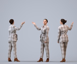 00257_Sari0015 Adult Caucasian woman presenting in office wearing transitional seasonal business