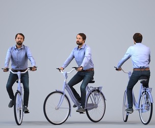 00261_Bipini0011 Adult Indian man cycling through public space in autumn business attire