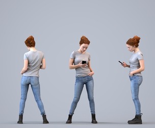 00262_Marva0017 Adult Caucasian woman standing with smartphone in autumn or spring attire