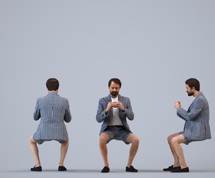 00263_Bipini0012 Adult Caucasian man sitting in office wearing summer business attire