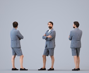 00263_Bipini0003 Adult Indian male waiting in office wearing summer business attire