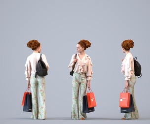 00264_Marva0008 Adult Caucasian woman shopping with bag and smartphone in transitional attire