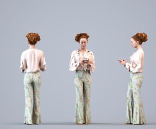 00264_Marva0005 Adult Caucasian woman standing with smartphone in autumn or spring attire