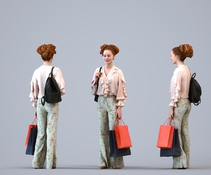 00264_Marva0009 Adult Caucasian woman shopping in retail space with bag, autumn attire