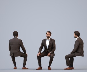 00265_Bipini0010 Adult Indian man waiting in office wearing autumn or spring business attire
