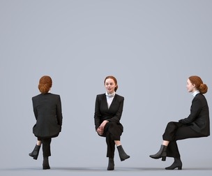 00266_Marva0009 Adult Caucasian woman waiting in office wearing transitional seasonal business