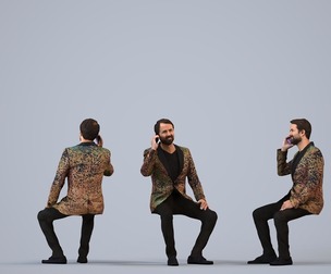00267_Bipini0008 Adult Indian man calling in restaurant setting wearing formal attire