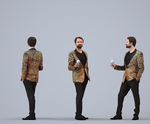 00267_Bipini0006 Adult Indian man standing in restaurant setting wearing transitional seasonal