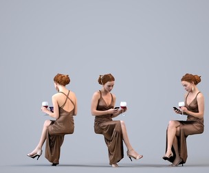 00268_Marva0007 Adult Caucasian woman sitting in restaurant setting with smartphone