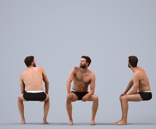 00272_Olivier008 Adult Caucasian man relaxing in seated position wearing summer attire