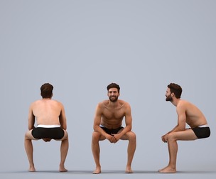 00272_Olivier009 Adult Caucasian man crouching outdoors exercising in summer athletic wear
