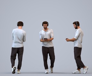 00274_Olivier006 Adult Caucasian man walking publicly in transitional seasonal clothing with