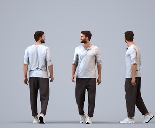 00274_Olivier005 Adult Caucasian man walking through public space in autumn or spring attire
