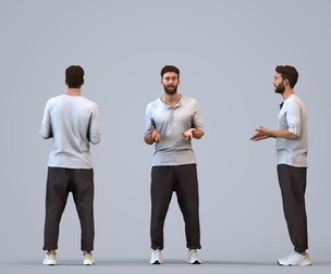 00274_Olivier004 Adult Caucasian man talking at home in autumn or spring attire