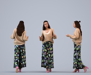 00275_Denise018 Adult Caucasian woman talking in public wearing casual autumn or spring attire