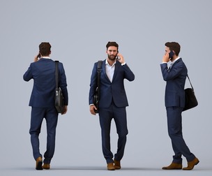 00276_Olivier005 Adult Caucasian man calling in office wearing autumn or spring business attire