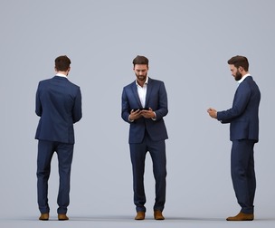 00276_Olivier007 Adult Caucasian male standing in office with tablet, autumn or spring attire
