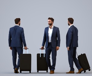 00276_Olivier006 Adult Caucasian male walking with suitcase in autumn or spring business attire