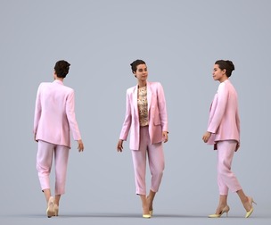 00277_Denise010 Adult Caucasian woman walking through office in transitional seasonal business