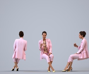 00277_Denise008 Adult Caucasian woman relaxing in office wearing autumn or spring business attire