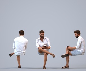 00278_Olivier009 Adult Caucasian man sitting in public space with smartphone