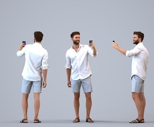 00278_Olivier007 Adult Caucasian man taking photo with smartphone in public space