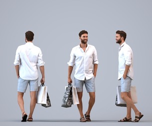 00278_Olivier005 Adult Caucasian male shopping in retail space with bag