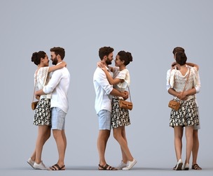 00279_Denise003 Adult Caucasian couple bonding in public space wearing summer casual attire