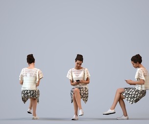 00279_Denise015 Adult Caucasian woman sitting at home with smartphone in summer casual wear