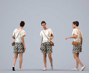 00279_Denise012 Adult Caucasian woman walking through public space with bag