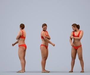 00280_Misha004 Adult Caucasian woman standing relaxed in summer clothing for spaces