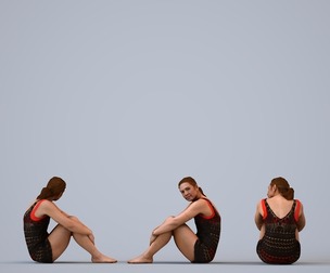 00280_Misha011 Adult Caucasian woman relaxing in sportwear for summer architectural scenes