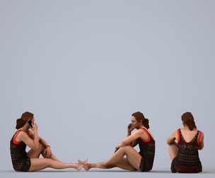 00280_Misha012 Adult Caucasian woman calling smartphone while sitting in sport attire
