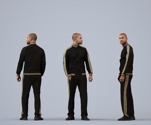 00281_Bill0006 Adult Black male waiting in sportswear for transitional seasonal athletics
