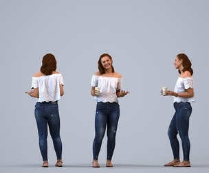 00282_Misha003 Adult Caucasian woman talking in public space with coffee