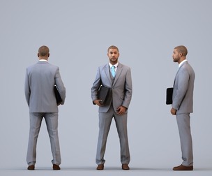 00283_Bill003 Adult Black man standing in business attire for office visualization