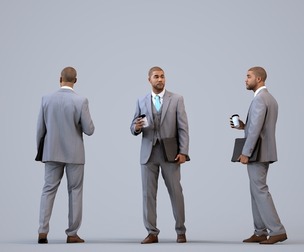 00283_Bill010 Adult Black male standing in office with coffee in transitional seasonal business