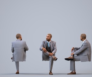 00283_Bill008 Adult Black male waiting in office wearing autumn or spring business attire