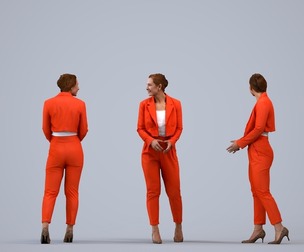 00284_Misha004 Adult Caucasian woman presenting in office wearing autumn or spring business attire