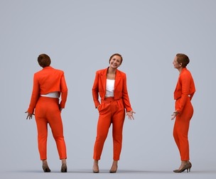 00284_Misha006 Adult Caucasian woman presenting in office wearing autumn or spring business attire