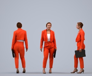 00284_Misha003 Adult Caucasian woman waiting in office wearing autumn or spring business attire