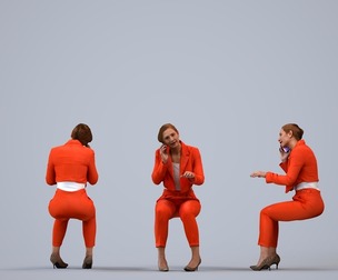 00284_Misha008 Adult Caucasian woman sitting in office wearing transitional business attire,