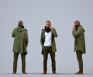 00285_Bill0009 Adult Black male calling on smartphone in winter attire