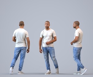 00287_Bill004 Adult Black man walking through public space in transitional seasonal clothing
