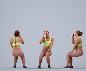 00288_Misha010 Adult Caucasian woman exercising in summer sportswear with coffee