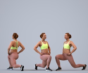 00288_Misha003 Adult Caucasian woman crouching during exercise in summer sportswear